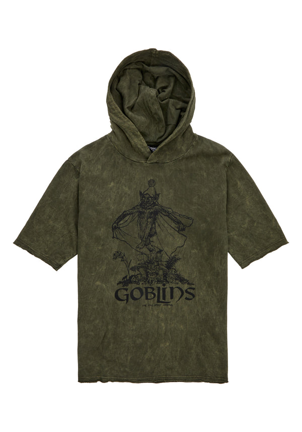 Goblins Green Acid Wash Short Sleeved Hoody