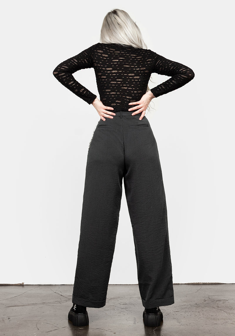 DANDY STRIPED TROUSERS WITH CHAIN