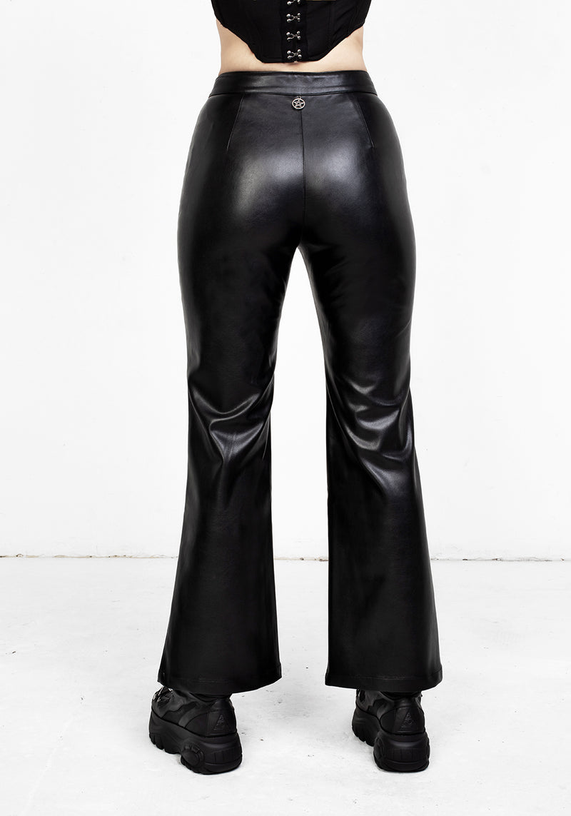 BRONTE LEATHER FLARED TROUSERS