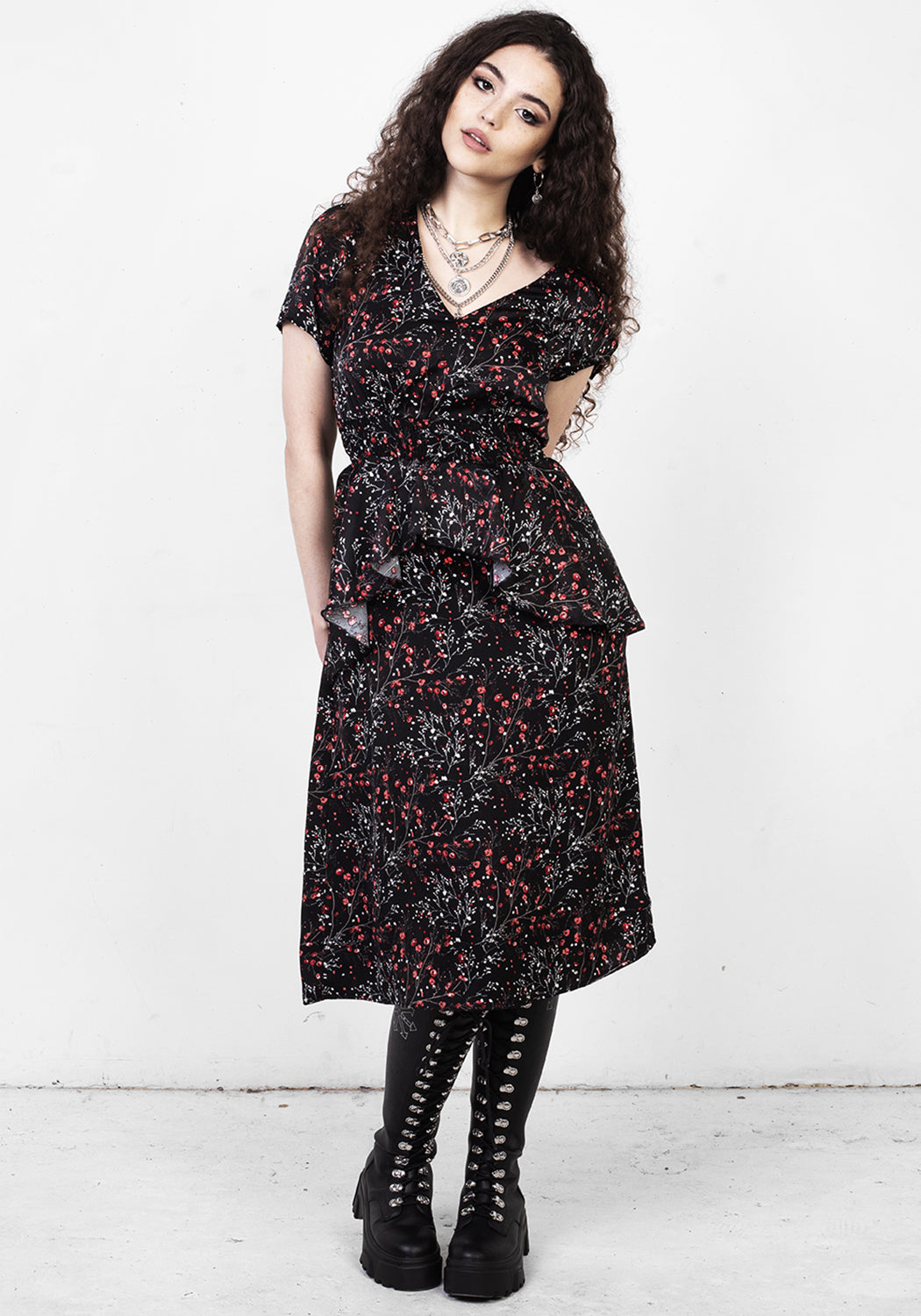 Disturbia | ROSETEARS FRILL PEPLUM MIDI DRESS | Dresses