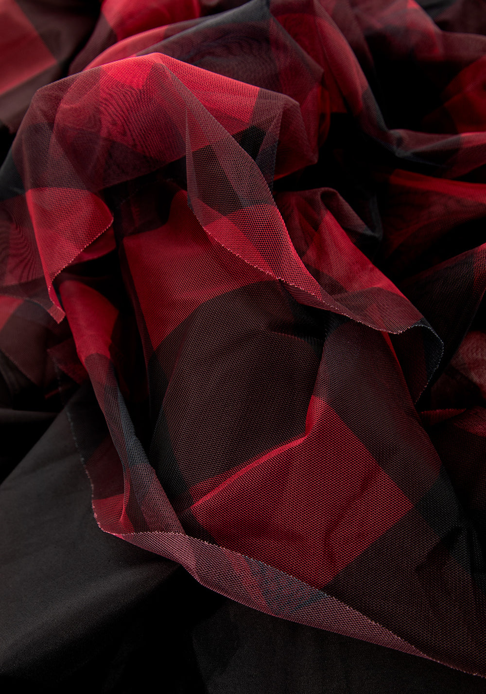 Tulle Fabric Red Tulle Midi Skirt Disturbia CIRQUE LAYERED TULLE