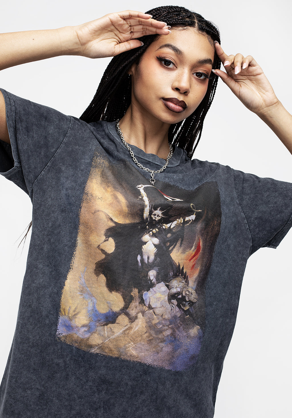 Disturbia | Frazetta Woman with Scythe Short Sleeve T-Shirt | T-Shirts