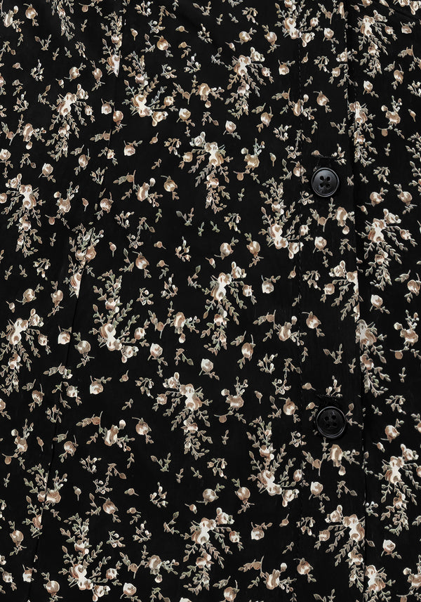 Gardenia Print Button Down Midaxi Dress