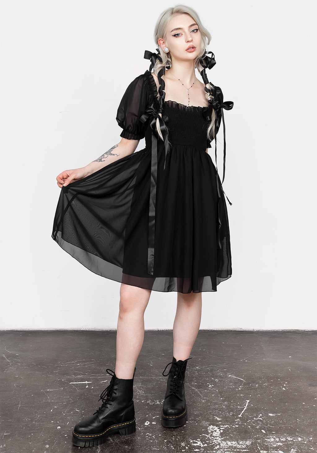 Destiny Smocked Baby Doll Mini Dress Disturbia