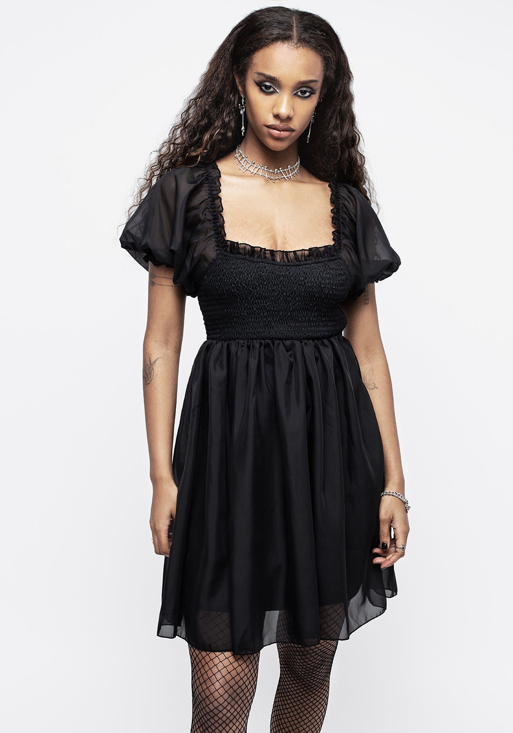 Destiny Smocked Baby Doll Mini Dress Disturbia