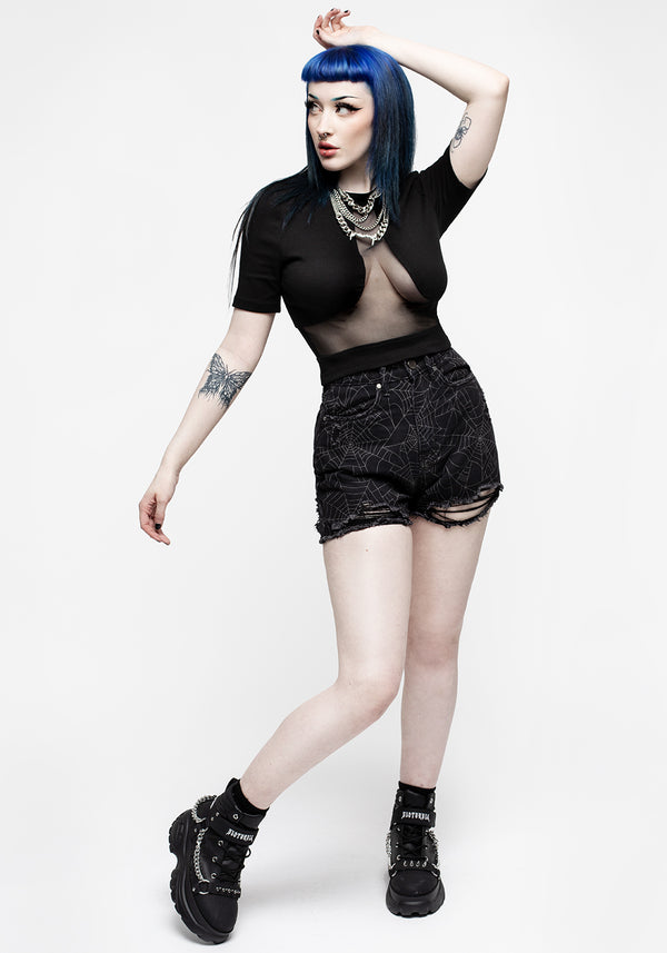 Rampage Mesh Insert High Neck Top