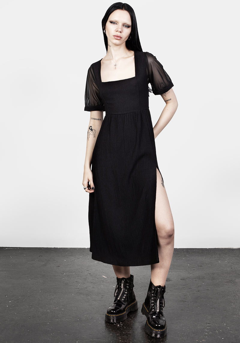 Ammit Midi Dress with Sheer Sleeves