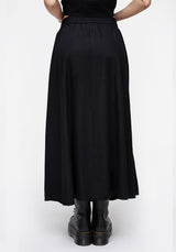 Maidenhair Button Down Midi Skirt - Midnight Black