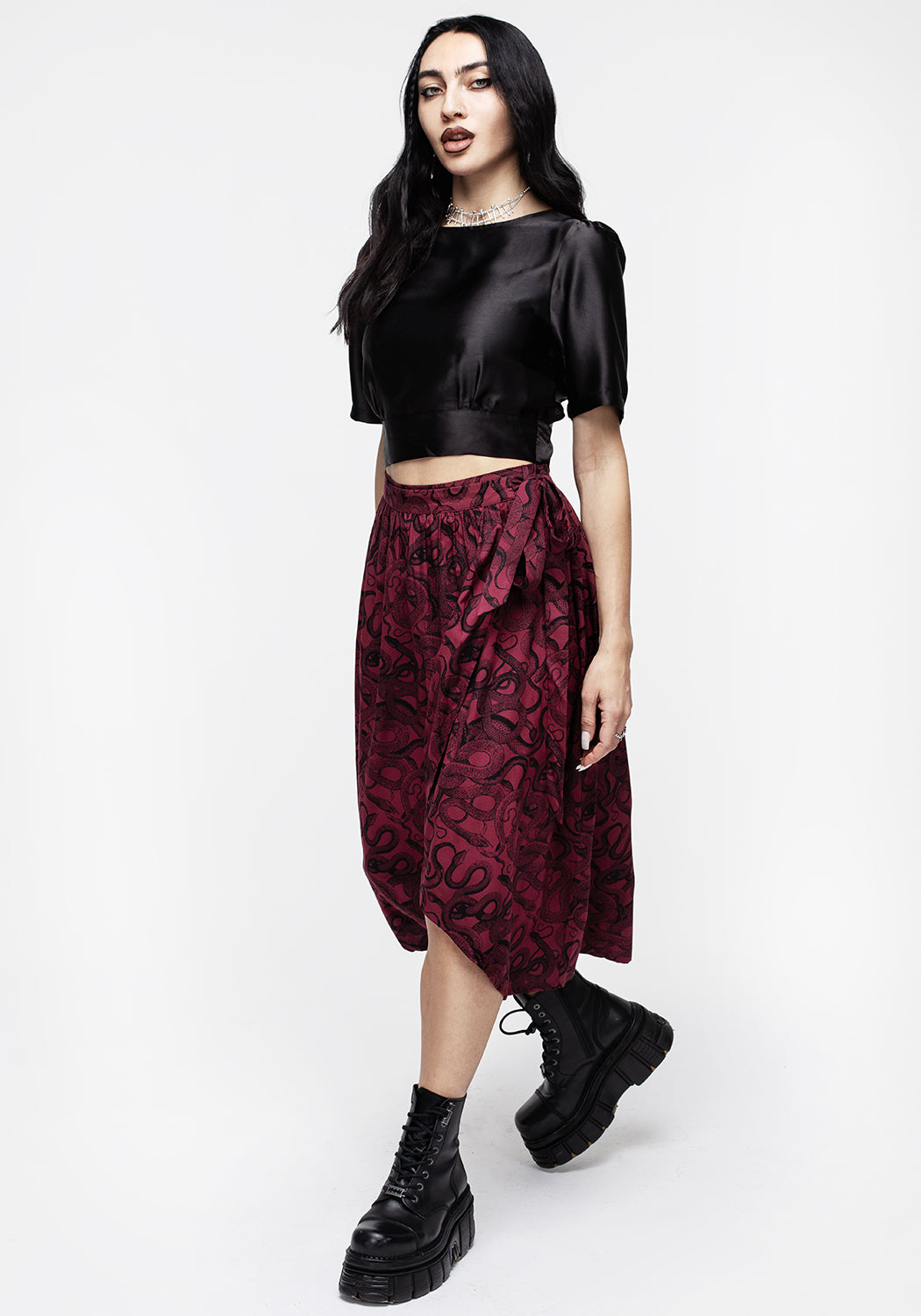 Ophidia Snakes Print Wrap Skirt Red Disturbia