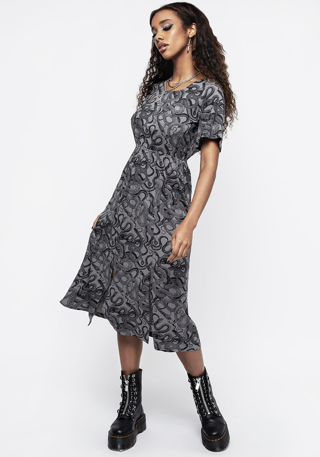 Vestido Midi Forever 21 Celestial Print – Espalda Abierta, Mangas Campesinas, Estampado De Estrellas