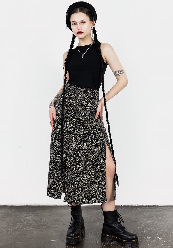 Tendril Split Midi Skirt