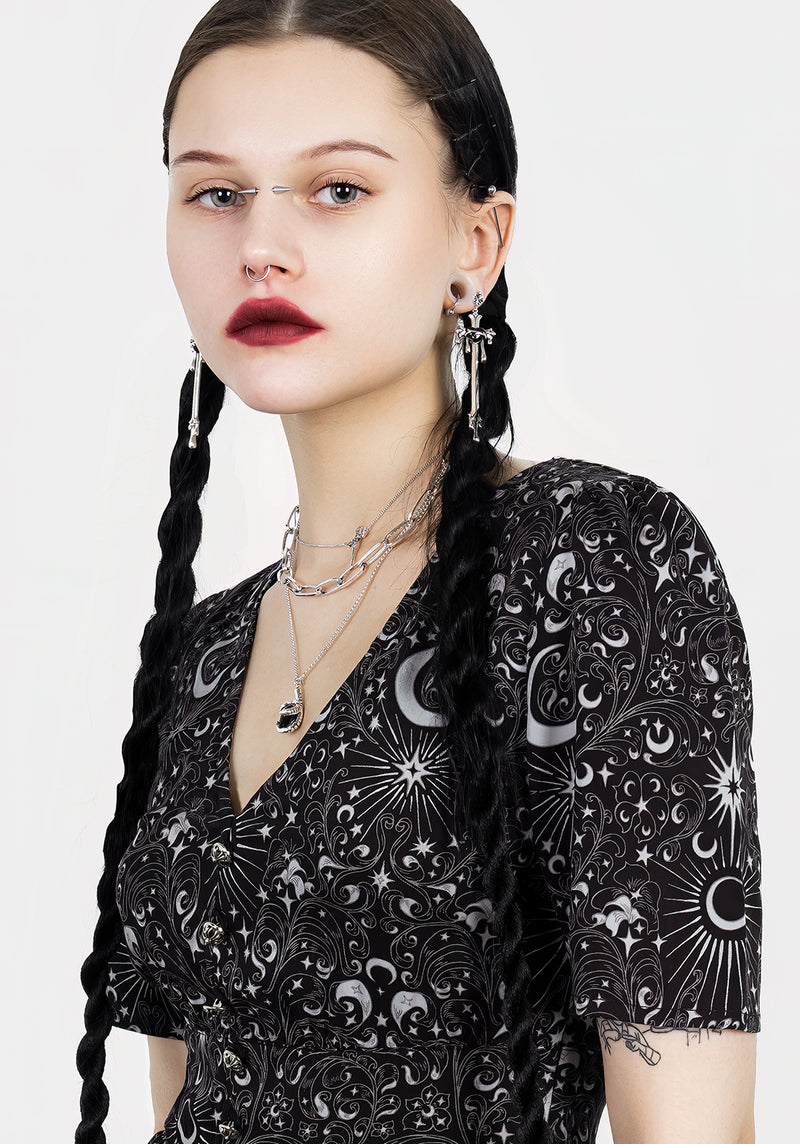 Vrtige Women's Ruffle Collar V-Neck Shift Dress - Casual Short Sleeve Mini Dress