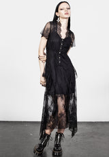 Mourning Lace Cascade Midaxi Dress