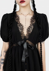 Mortuary Lace Button Up Midi Dress